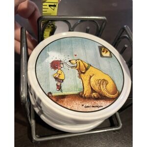 Gary Patterson Cartoon Art Dog Humor Pet Owner 4" Clay Coaster Set of‎ 4 EUC